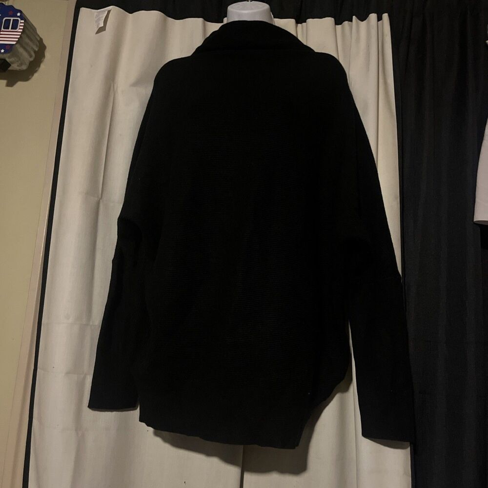 Bluivy Black Cowl Neck Ribbed Sweater Oversized Dolman Sleeve Sz M/L